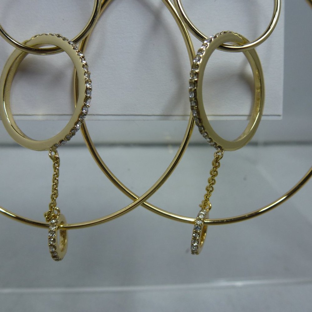 Rebecca Minkoff Gold Rhinestone Crystal Drop Earrings - Picture 3 of 4